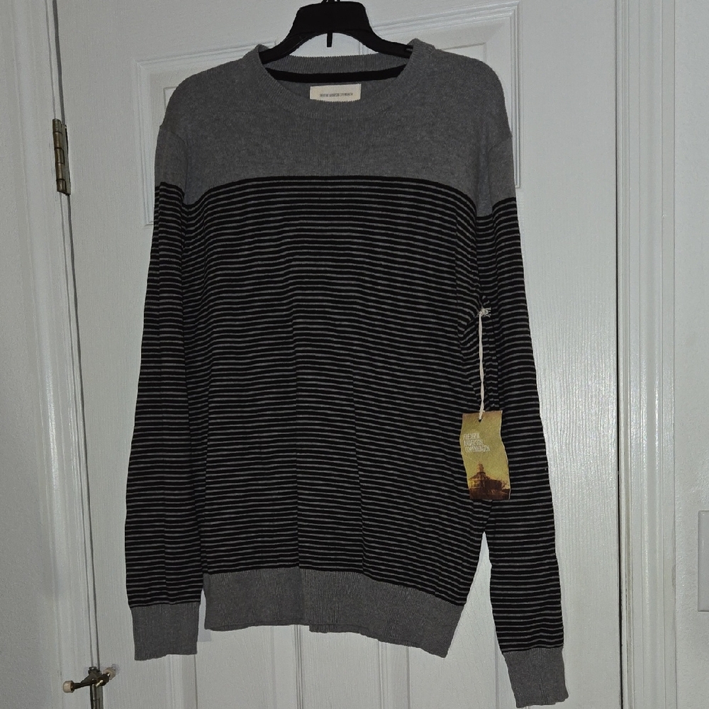 Frederik Anderson Copenhagen Men's Gray and Black Sweater 100% Cotton NWT